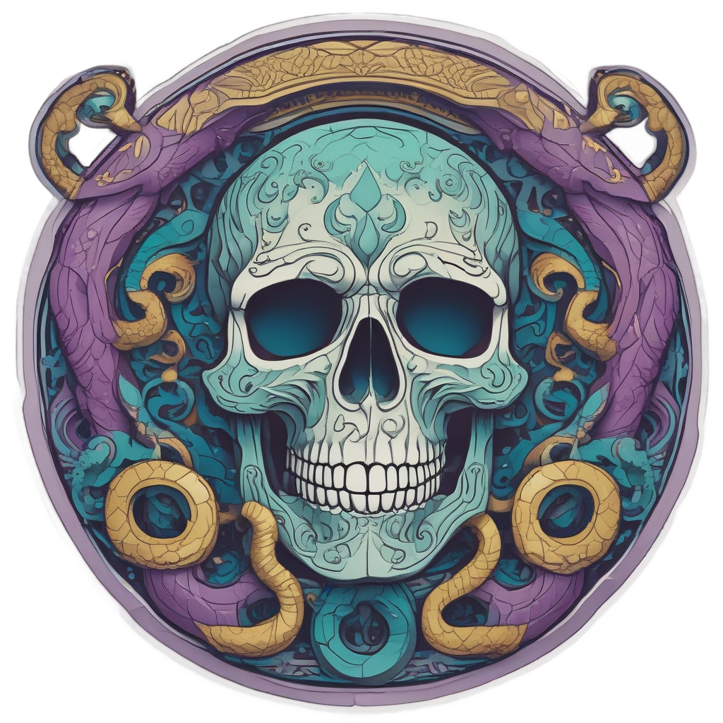 Dual Snake Skull — mystical skull stickers