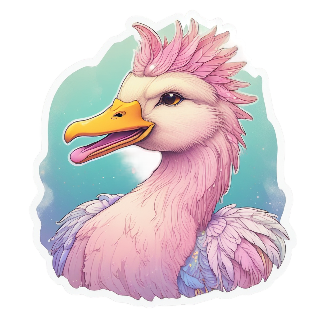 Duck with Unicorn Horn — farm animals stickers