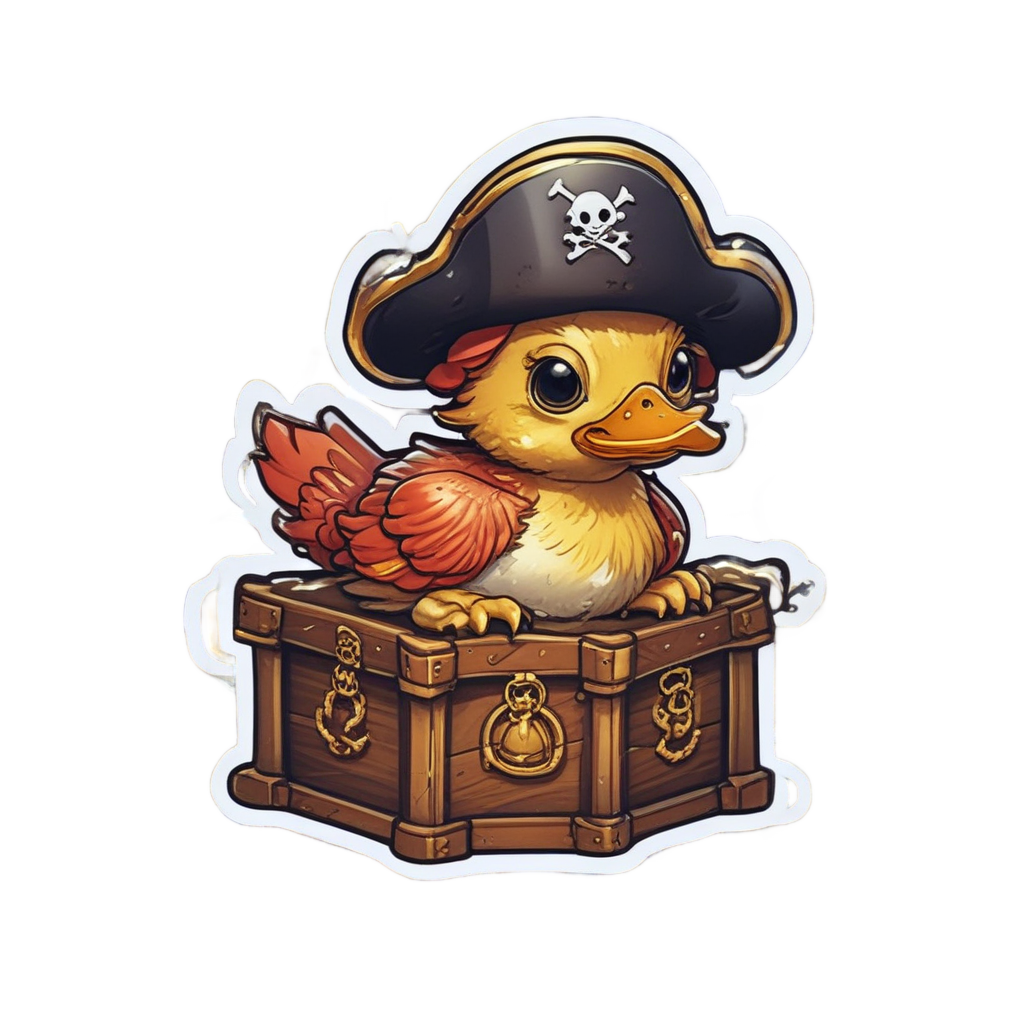Duckling Pirate with Treasure — farm nursery stickers