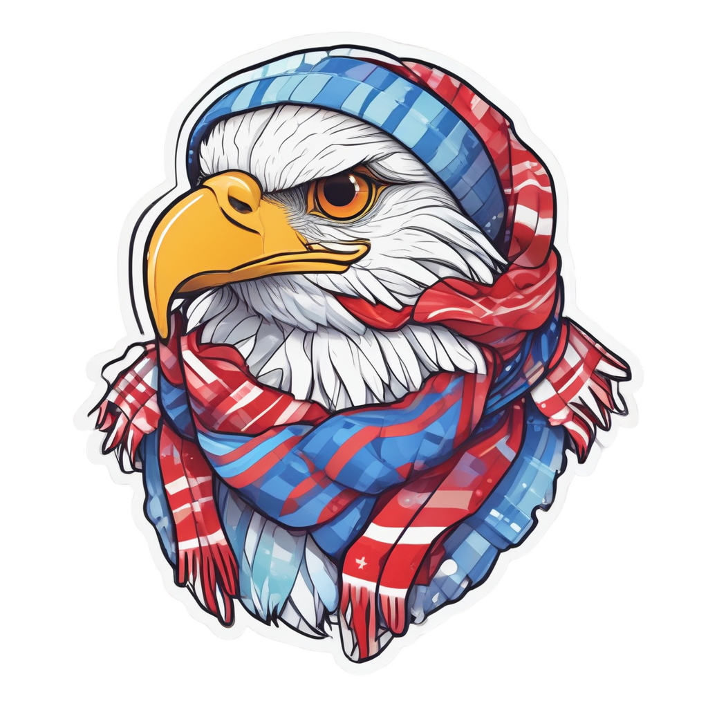 Eagle Wrapped in Scarf — birds stickers