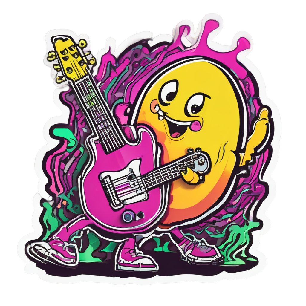 Egg with Neon Guitar — cute food stickers