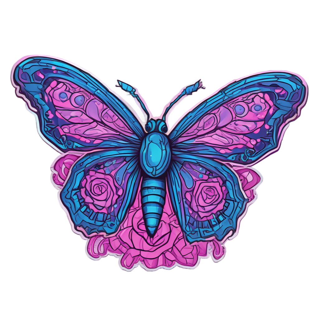 Electric Bloom Moth — gothic botanical stickers