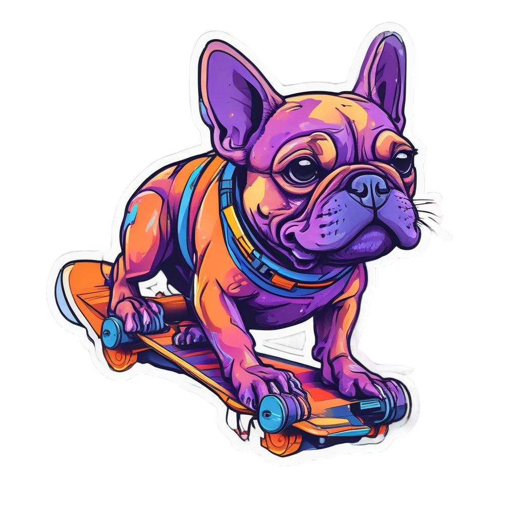 Electric Frenchie Skater — dogs stickers