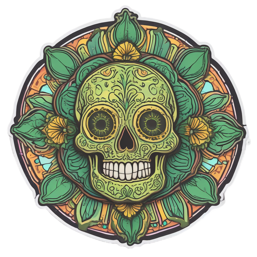 Electric Marigold Smirk — sugar skull stickers