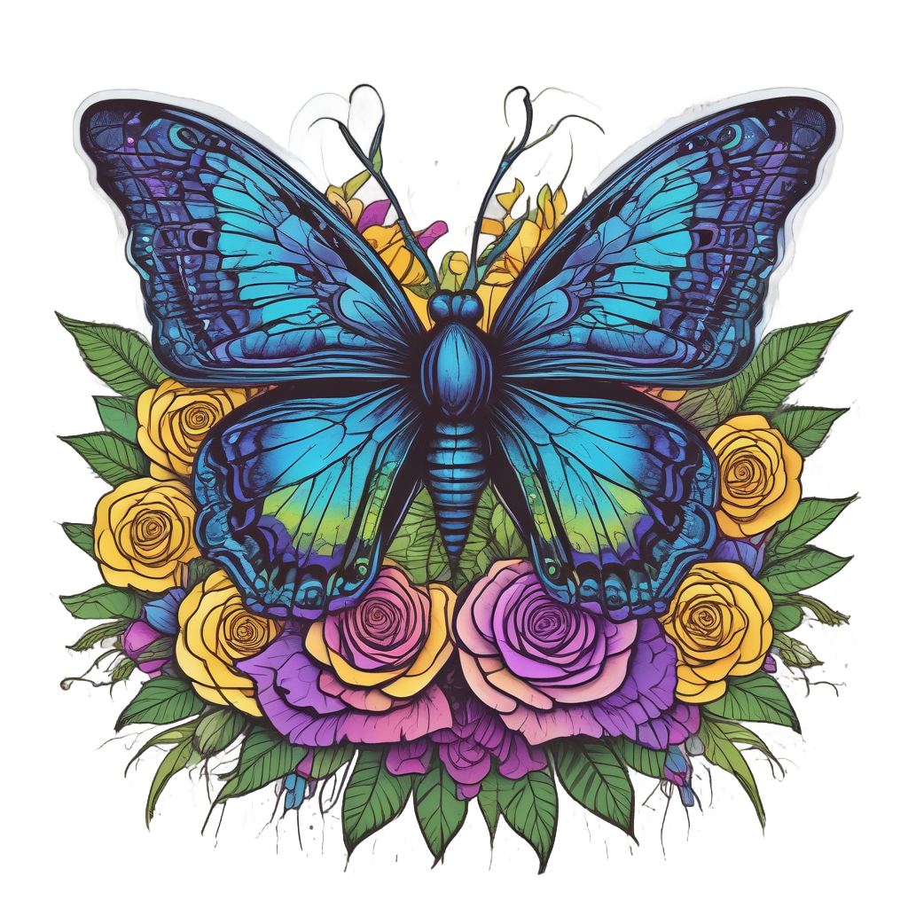 Electric Moth Embrace — gothic botanical stickers