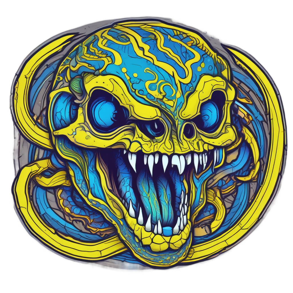Electric Rattler Dance — line-art skull stickers