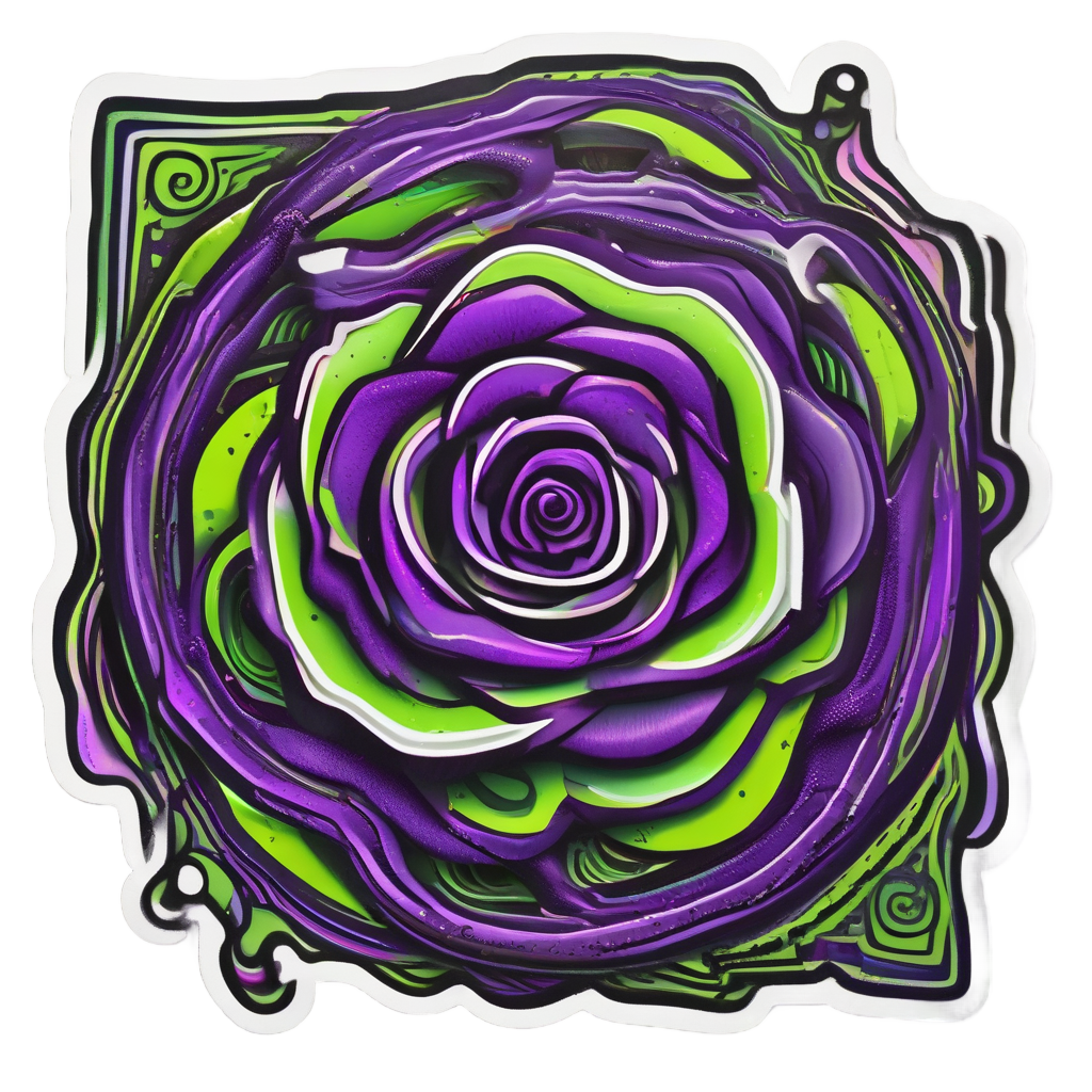 Electric Rose Vortex — gothic botanical stickers