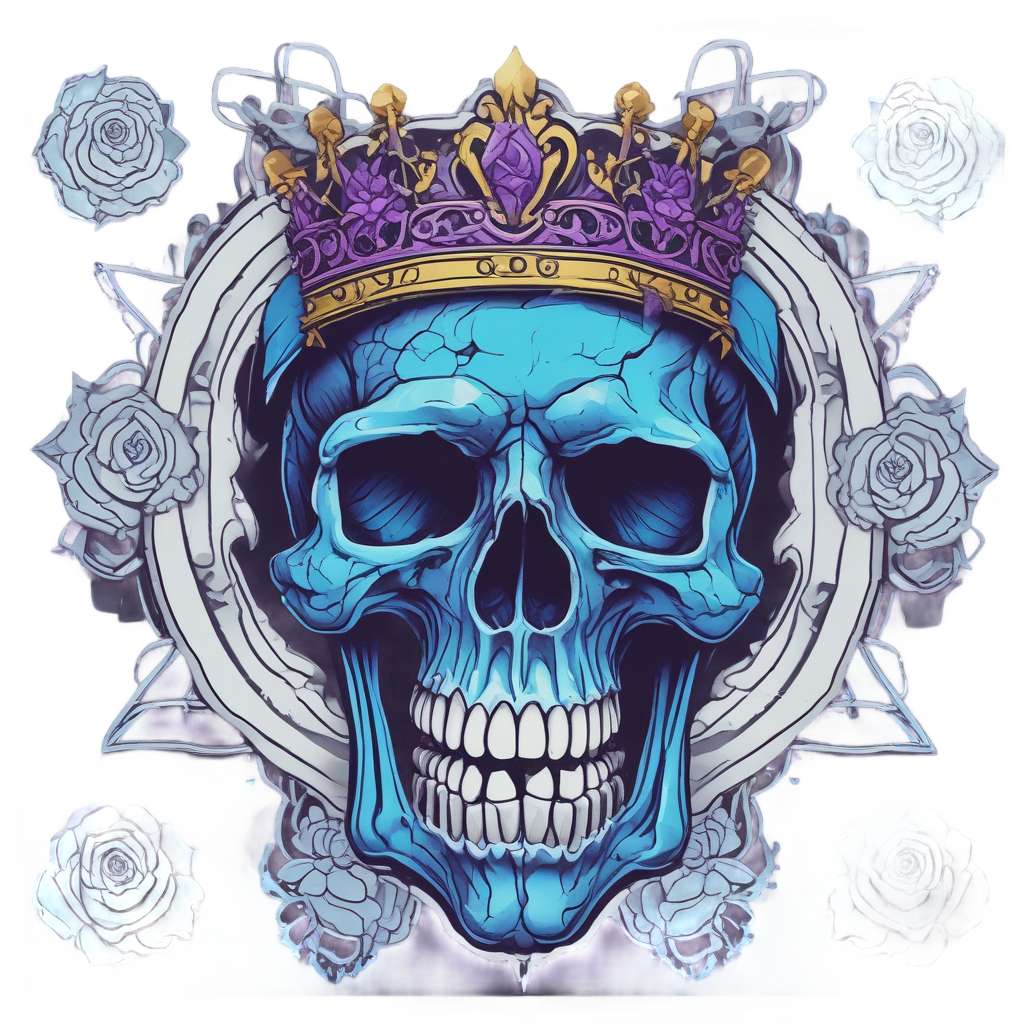 Electric Skull Rose Crown — floral skull stickers