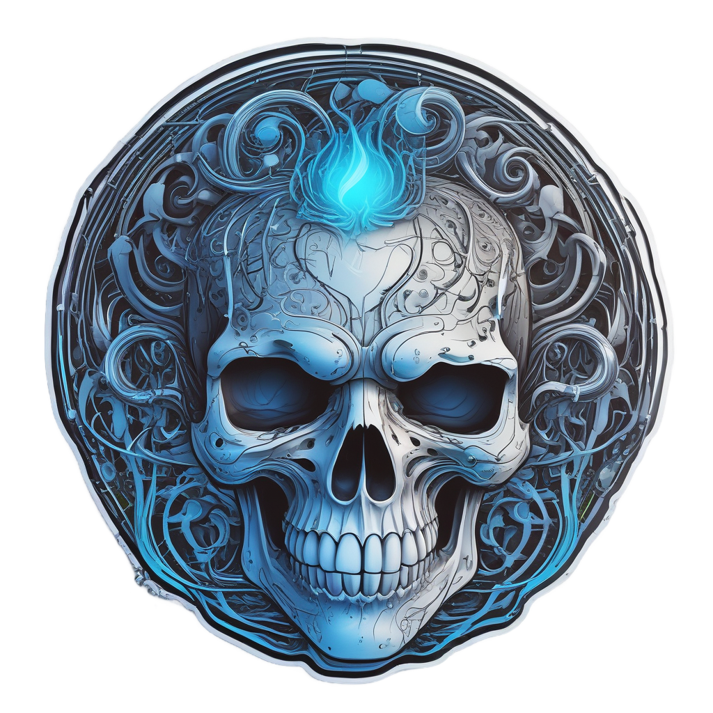 Electric Vine Skull — floral skull stickers