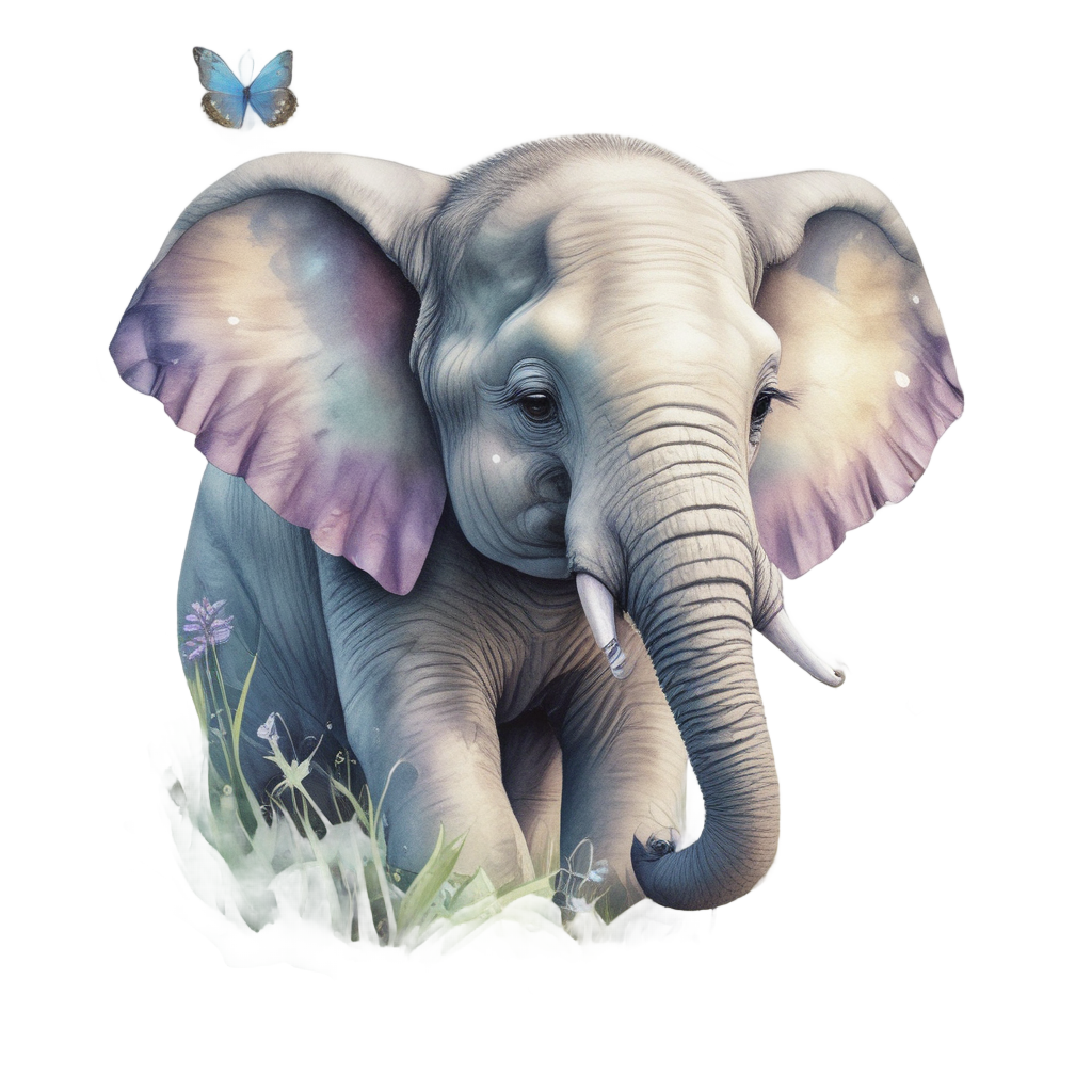 Elephant with Butterfly — safari nursery stickers