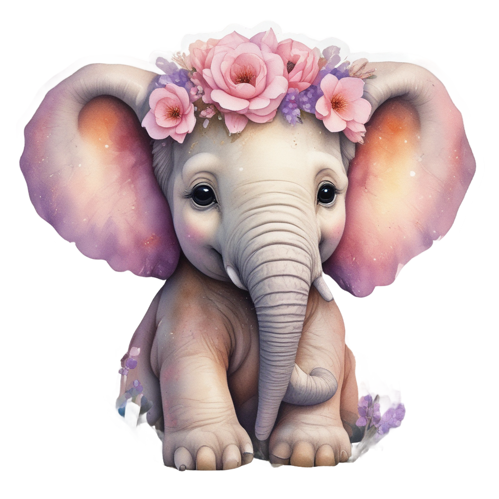 Elephant with Flower Crown — boho nursery stickers