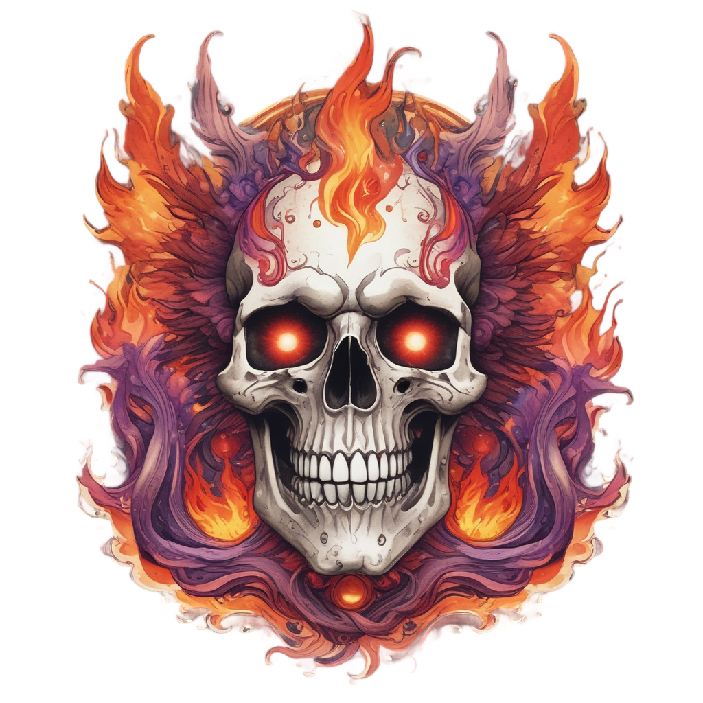 Ember Ascending Skull — flaming skull stickers