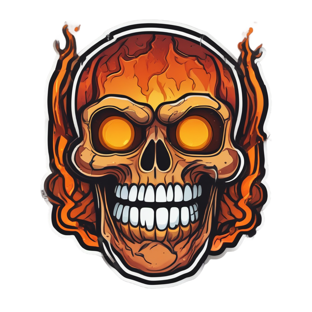 Ember Grin Skull — flaming skull stickers
