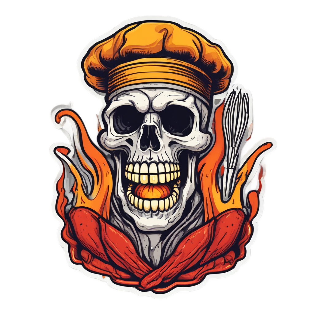 Ember Skull Chef — flaming skull stickers