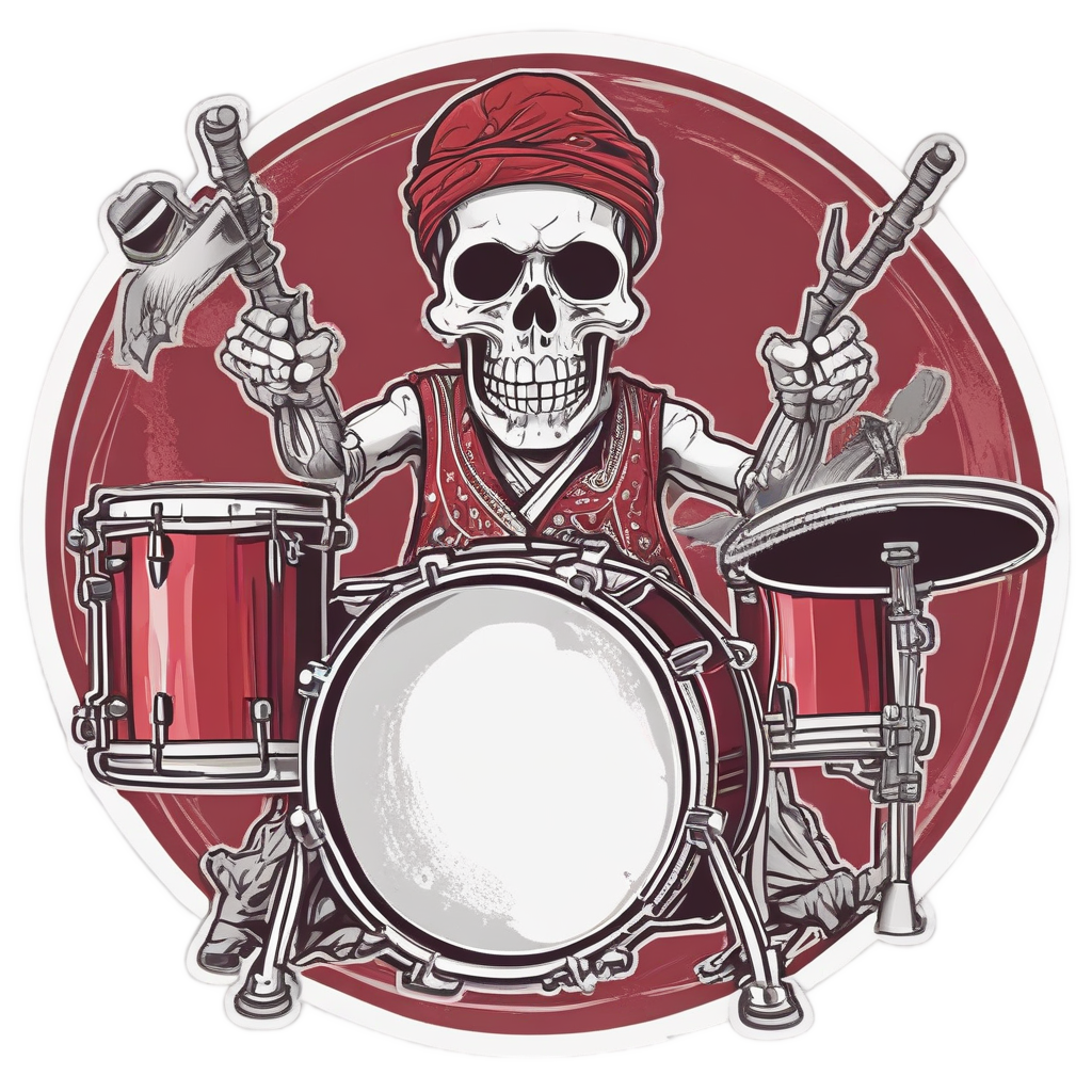 Ember Skull Drummer — flaming skull stickers