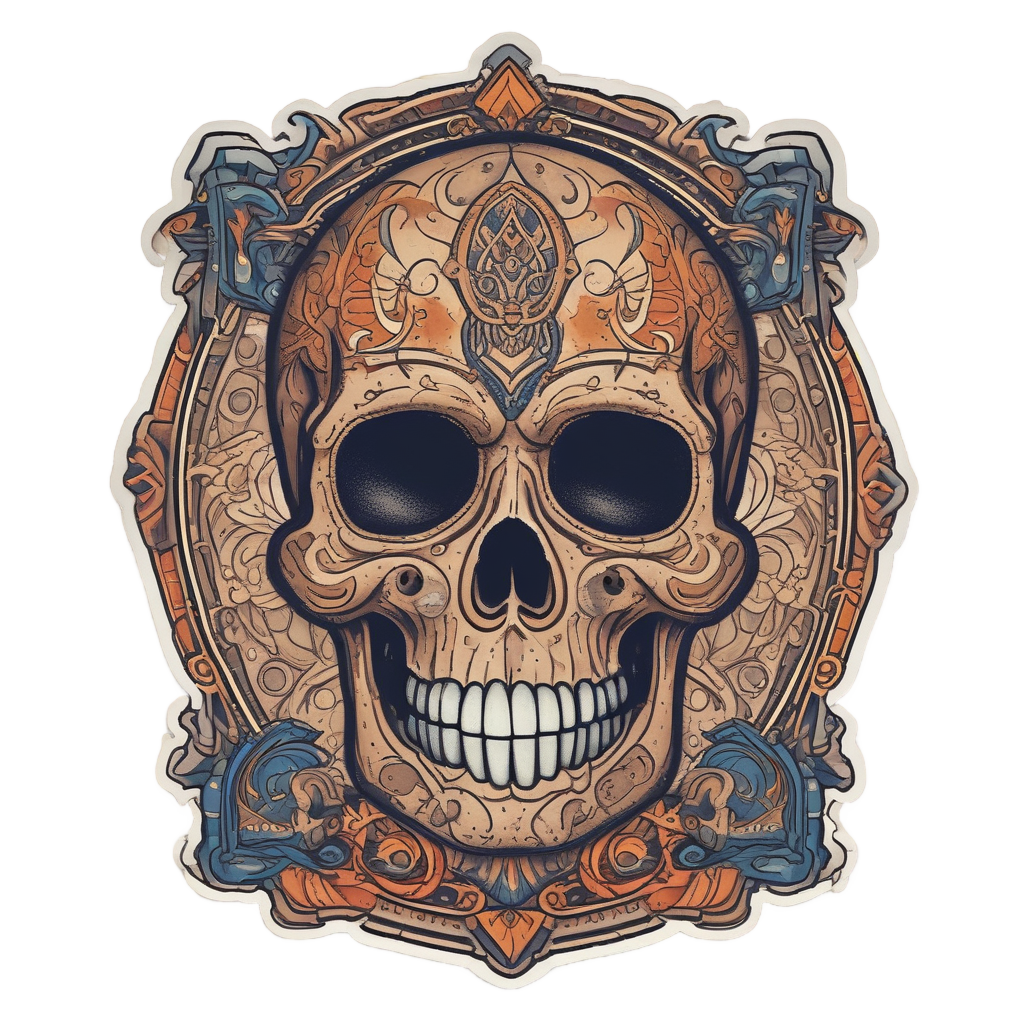 Ember Skull Hourglass — flaming skull stickers