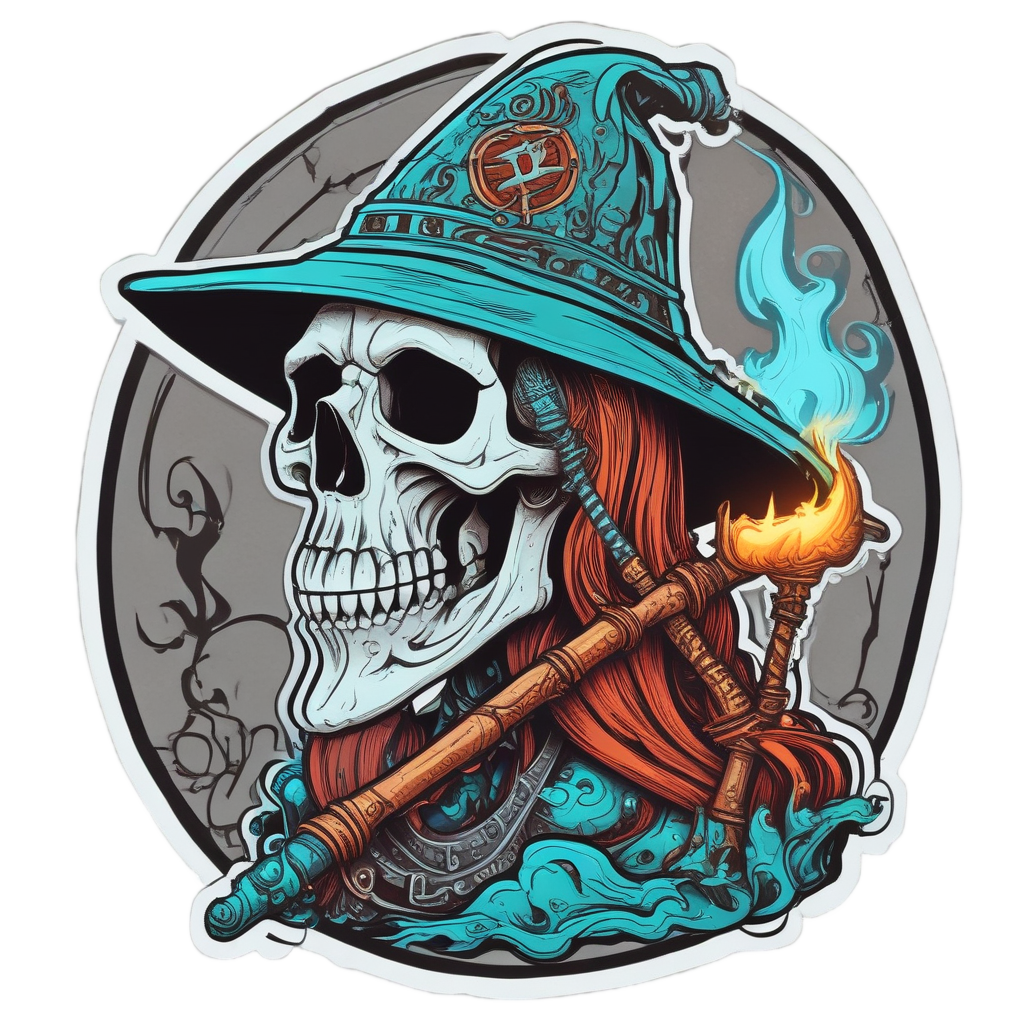 Ember Skull Mage — flaming skull stickers