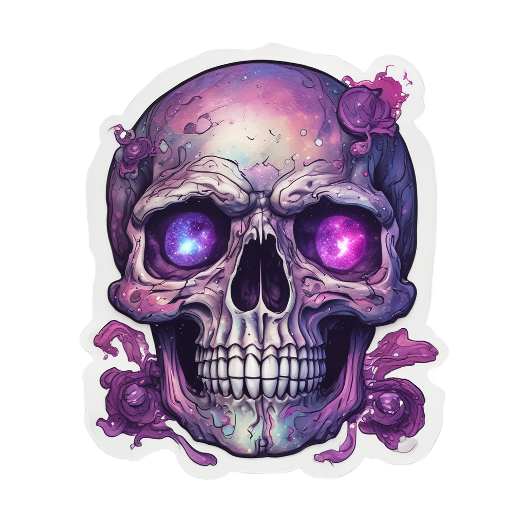Ember Space Skull — flaming skull stickers