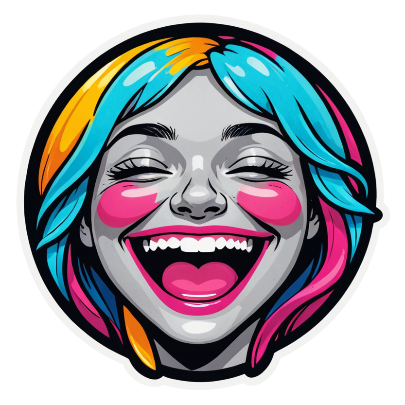 Crying Laughing (neon) — emoji stickers