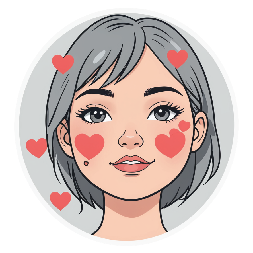 Blushing Love (lineart) — emoji stickers