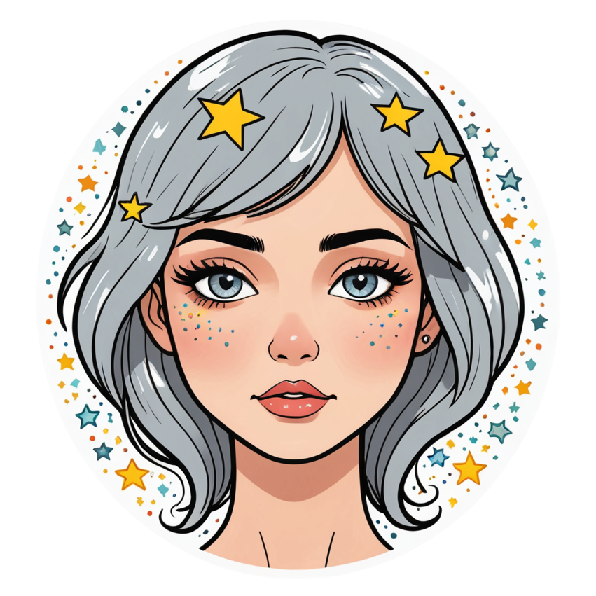 Sparkle Face (lineart) — emoji stickers