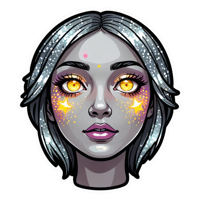 Sparkle Face (neon) — emoji stickers