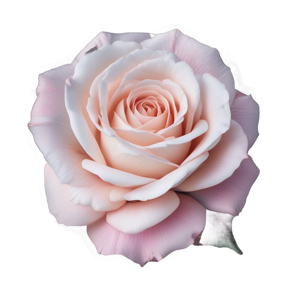 A white rose with a silver dagger woven through its petals, glowing with soft pink watercolor hues.