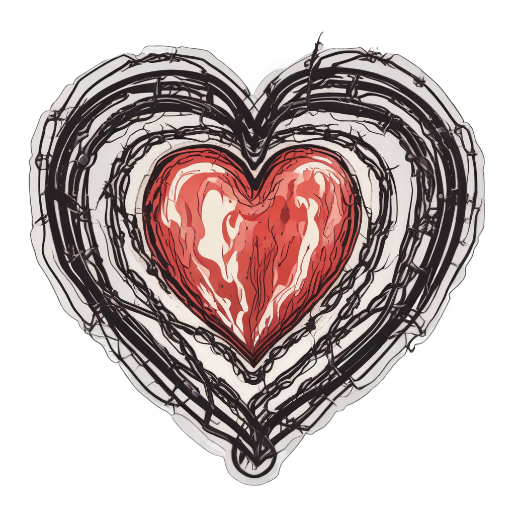 Enflamed Barbed Heart — barbed wire stickers