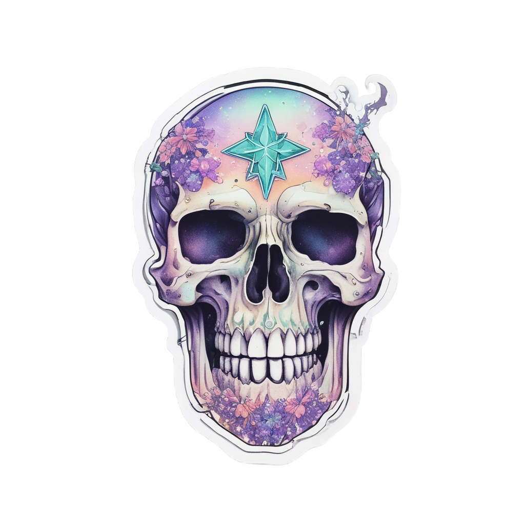 Ethereal Skull Dream Dagger — blackwork skull stickers