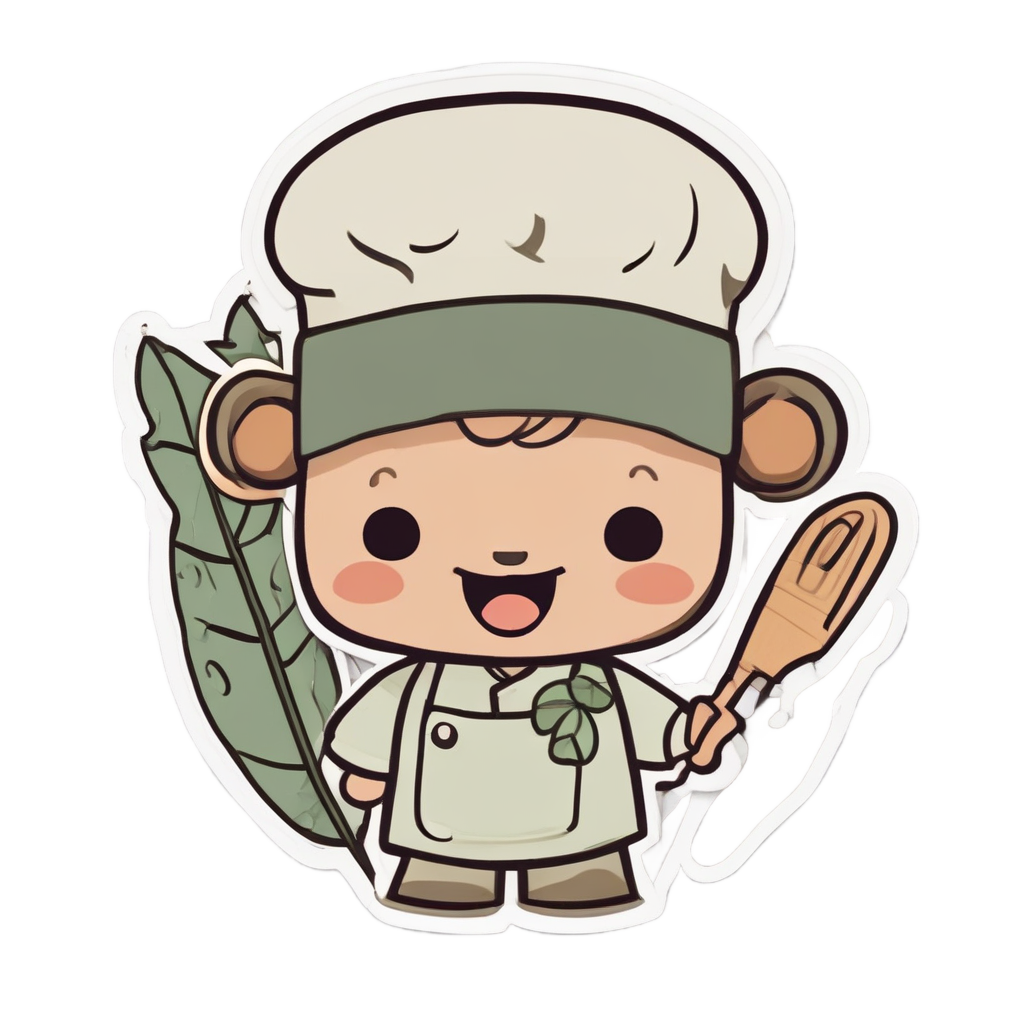 Eucalyptus Chef with Hat — line botanical stickers