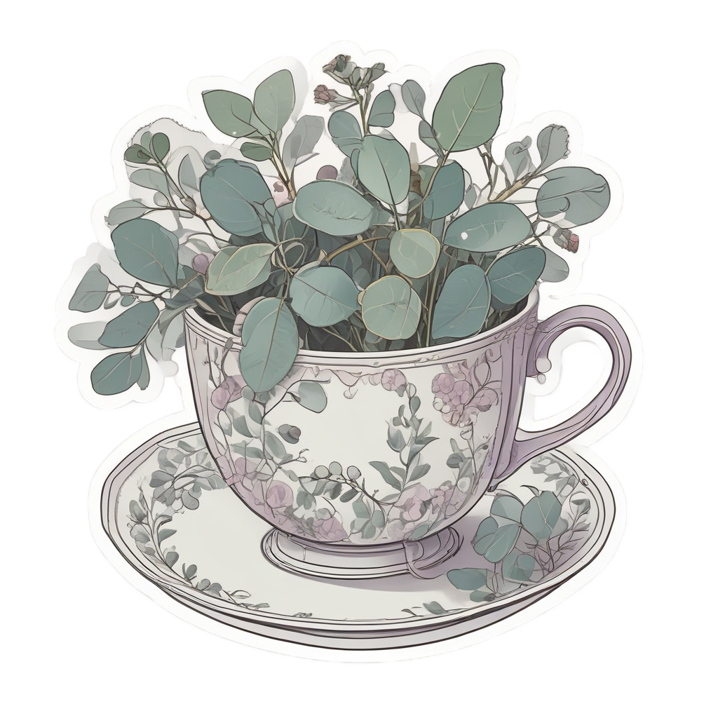 Eucalyptus in a Teacup — line botanical stickers