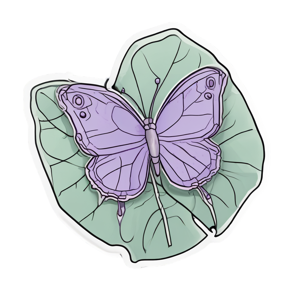 Eucalyptus with Butterfly Friend — line botanical stickers