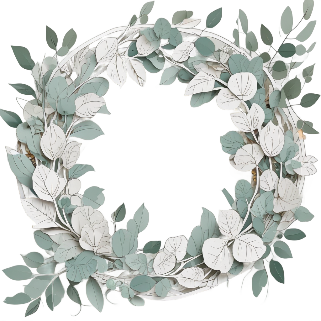 Eucalyptus Wreath Circular Frame — line botanical stickers