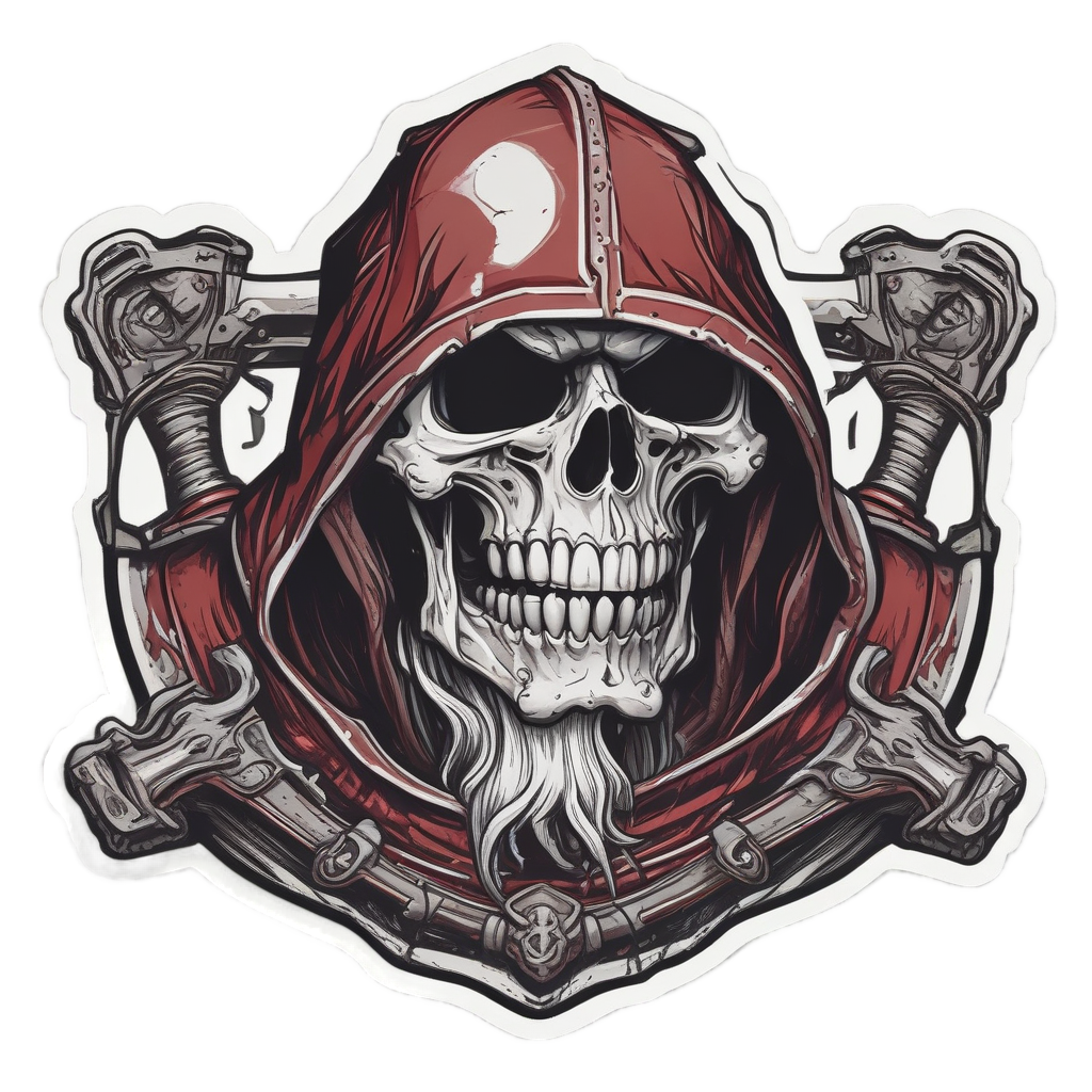 Executioner Hood Skull — blackwork skull stickers