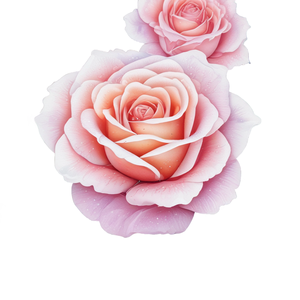 Iridescent pink watercolor rose with sparkles