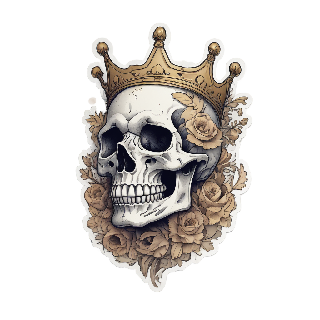 Fallen Angel Skull — blackwork skull stickers