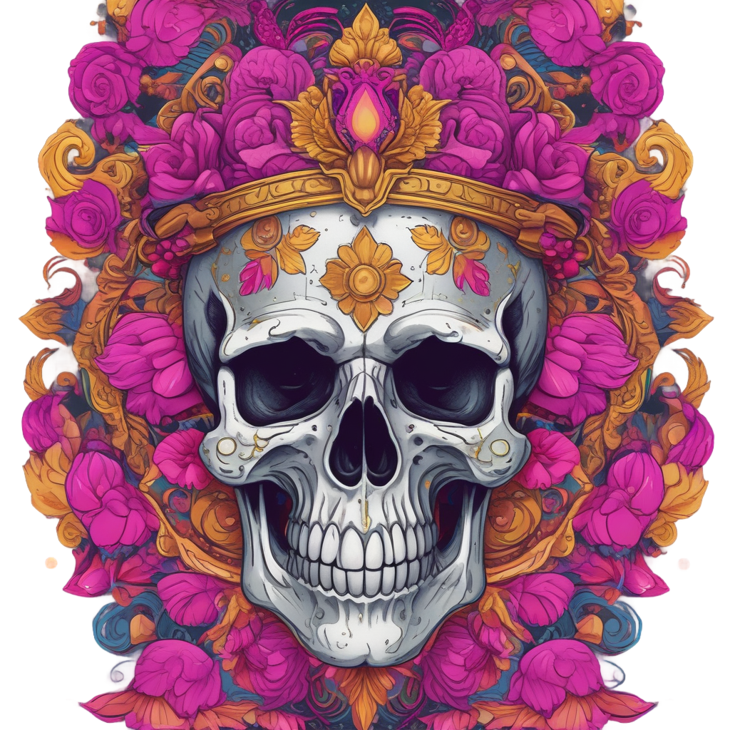 Falling Petal Skull Crown — watercolor skull & roses stickers