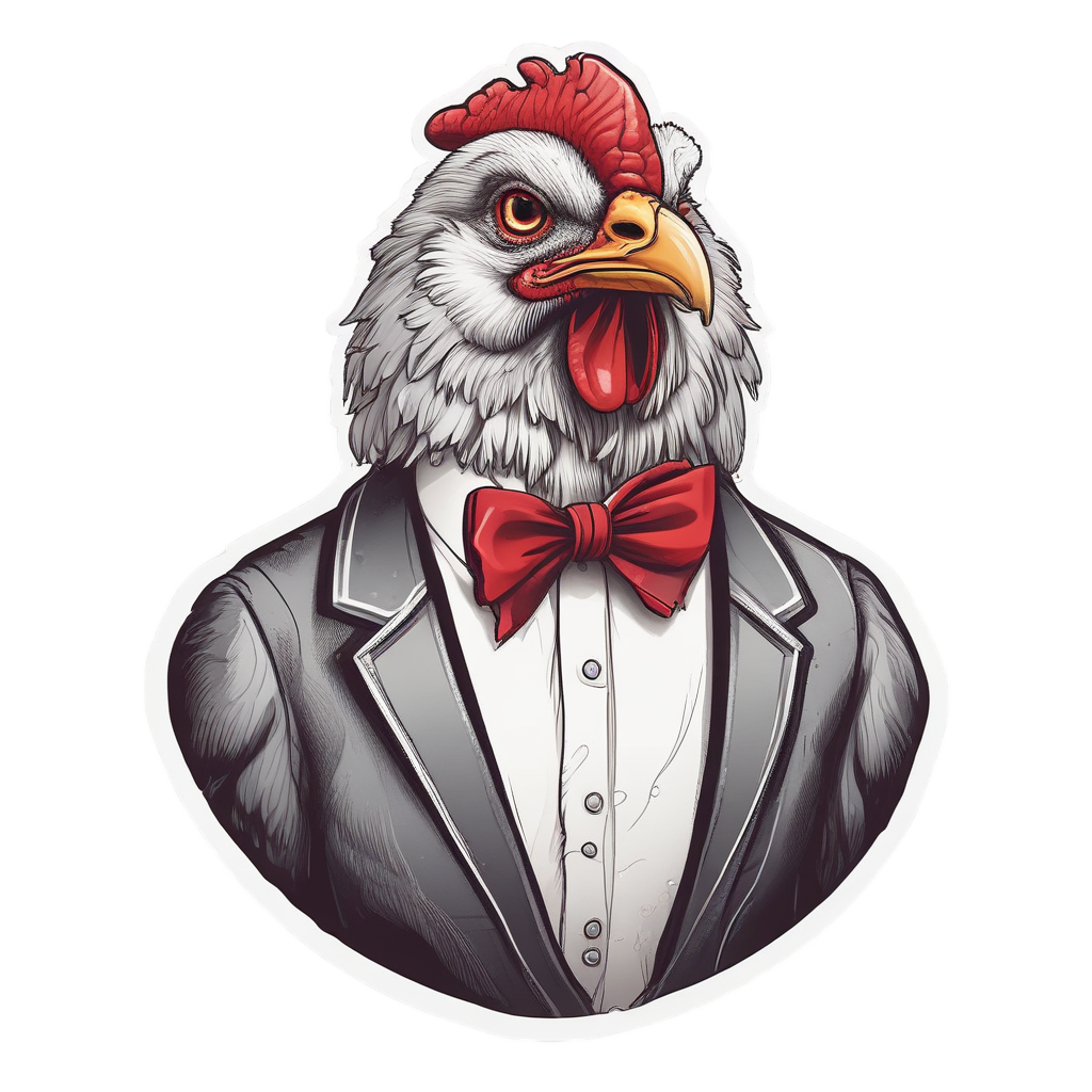 Fancy Chicken Bow Tie — farm animals stickers