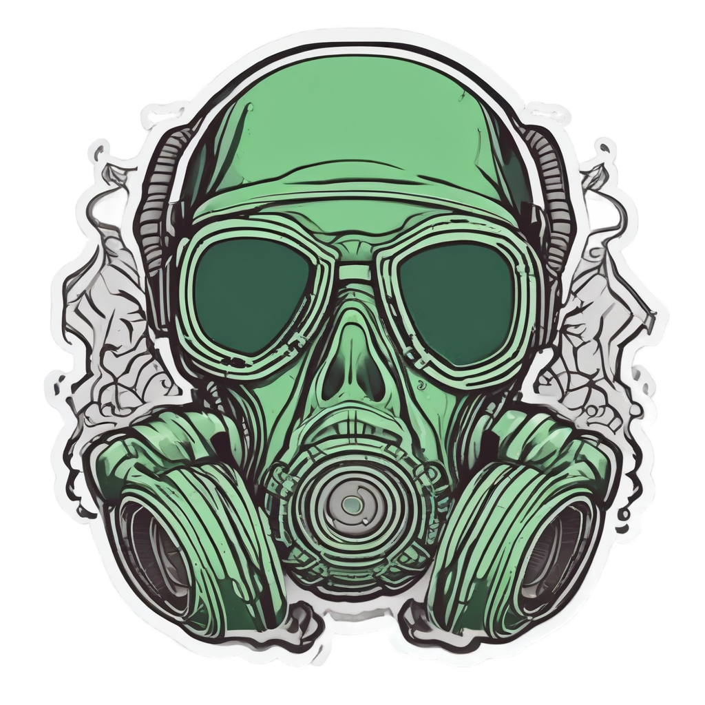 Fanged Grunge Gas Mask — gas mask stickers