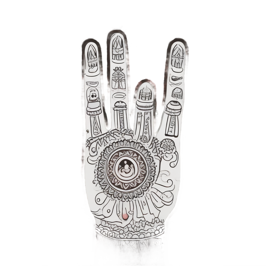 A hand with three fingers up, each glowing a different neon color.