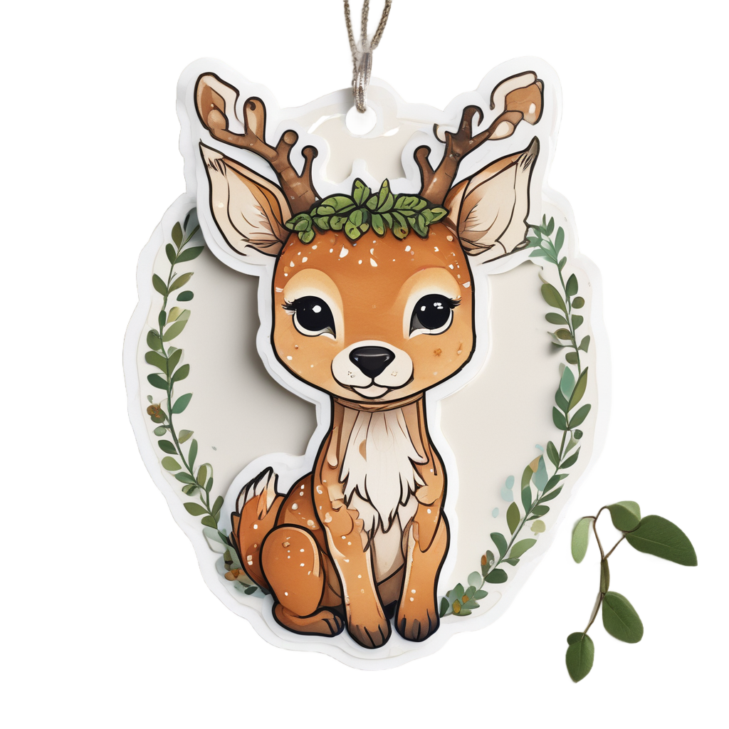 Fawn with Acorn Necklace — woodland nursery stickers