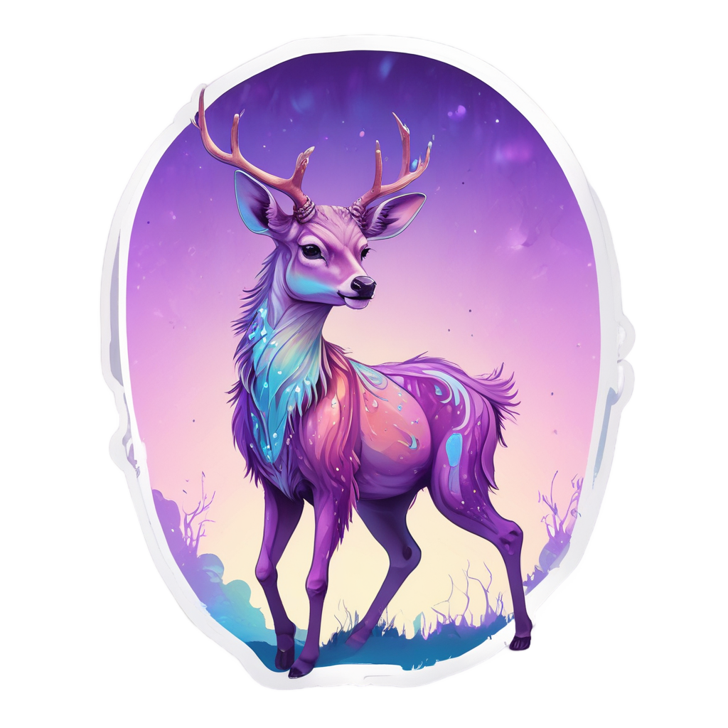 Fawn with Neon Butterfly Wings — woodland nursery stickers