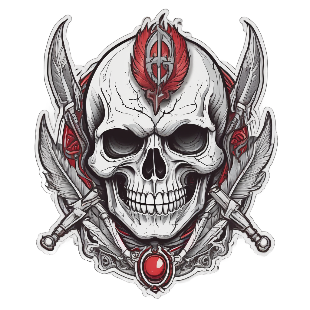 Feather and Bone Dagger — boho skull stickers