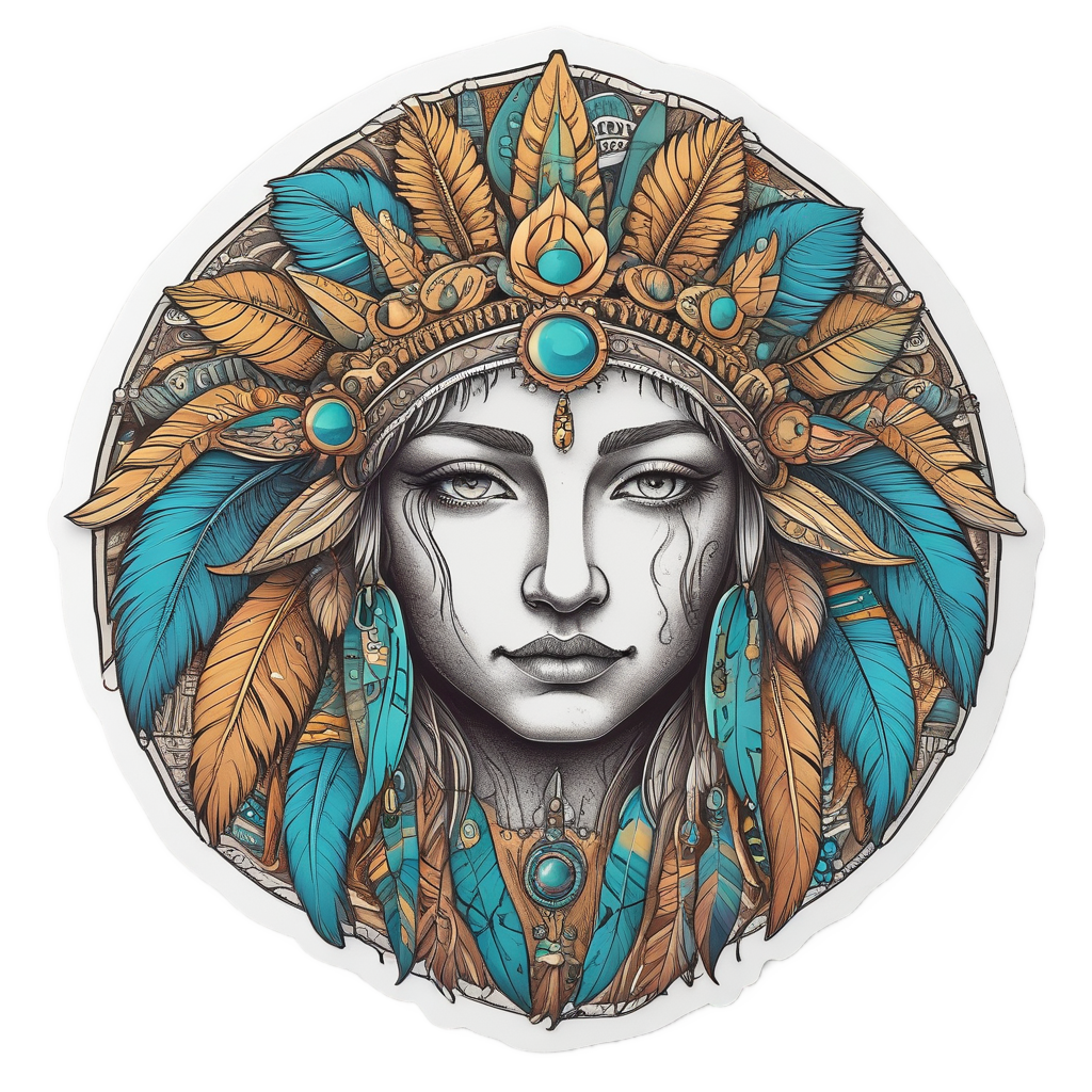 Feather Crown Sunrise — boho nursery stickers