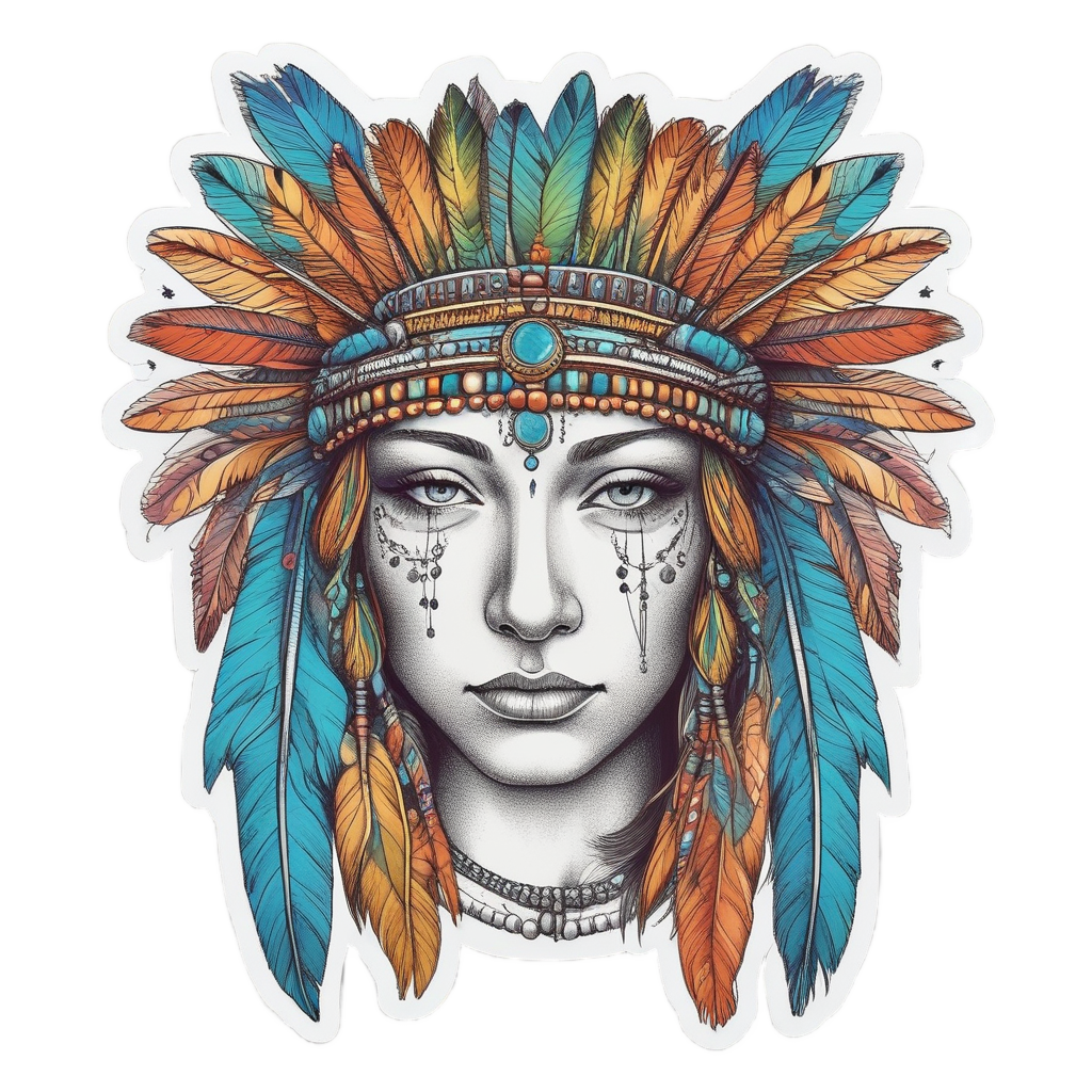 Feather Headdress Rainbow — boho nursery stickers