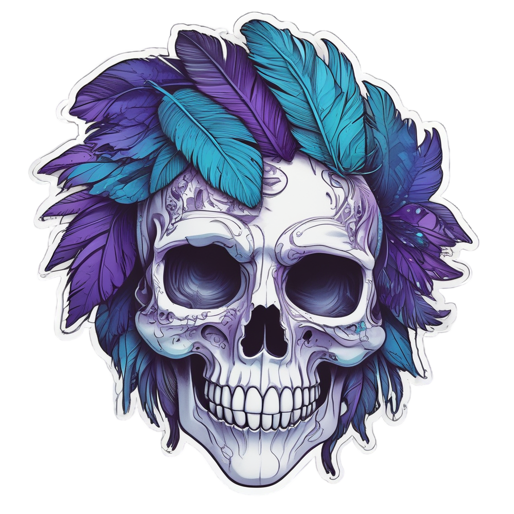 Feather Mask Skull — boho skull stickers
