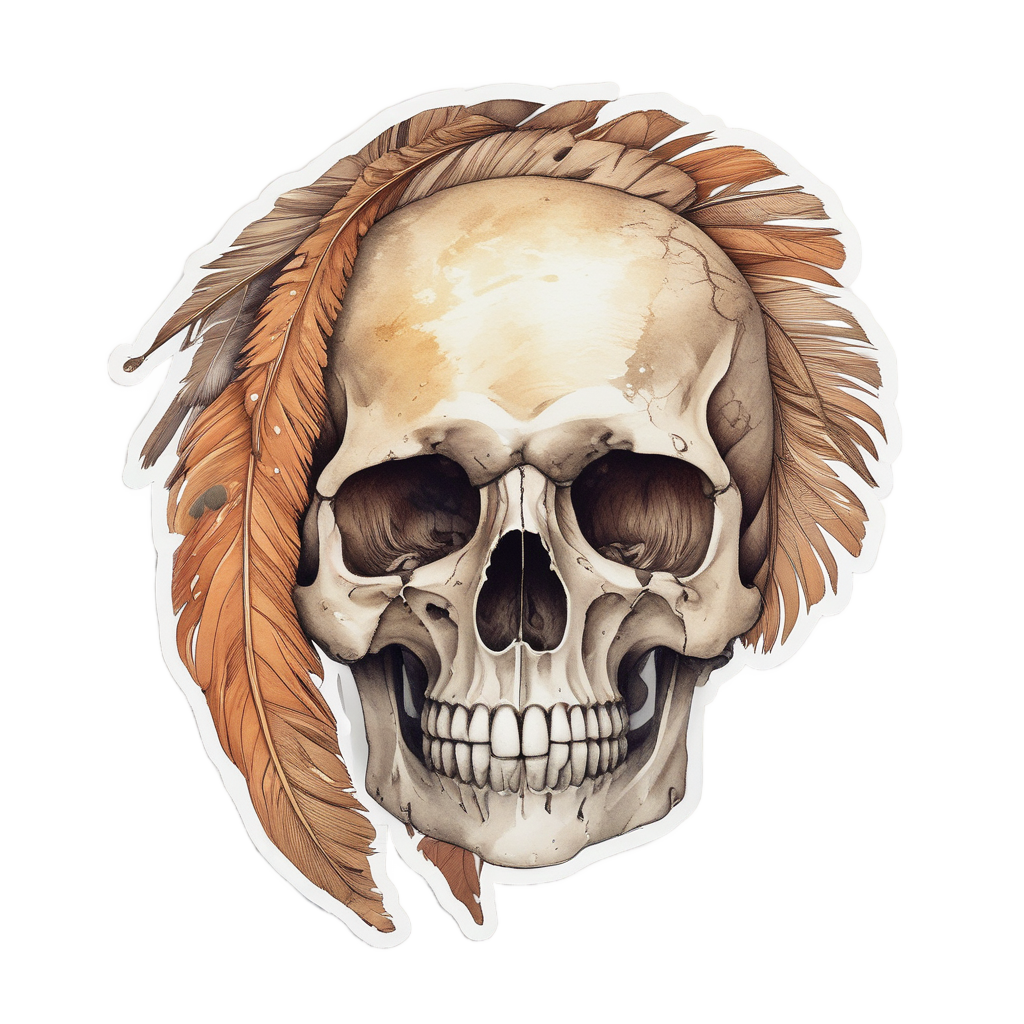 Feather Skull Dawn — boho skull stickers