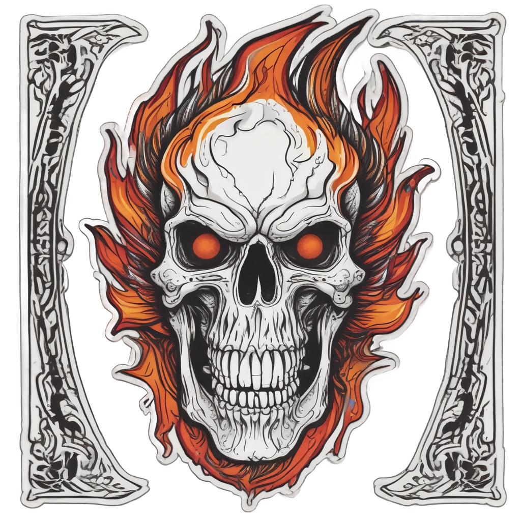 Feather Skull in Flames — music stickers