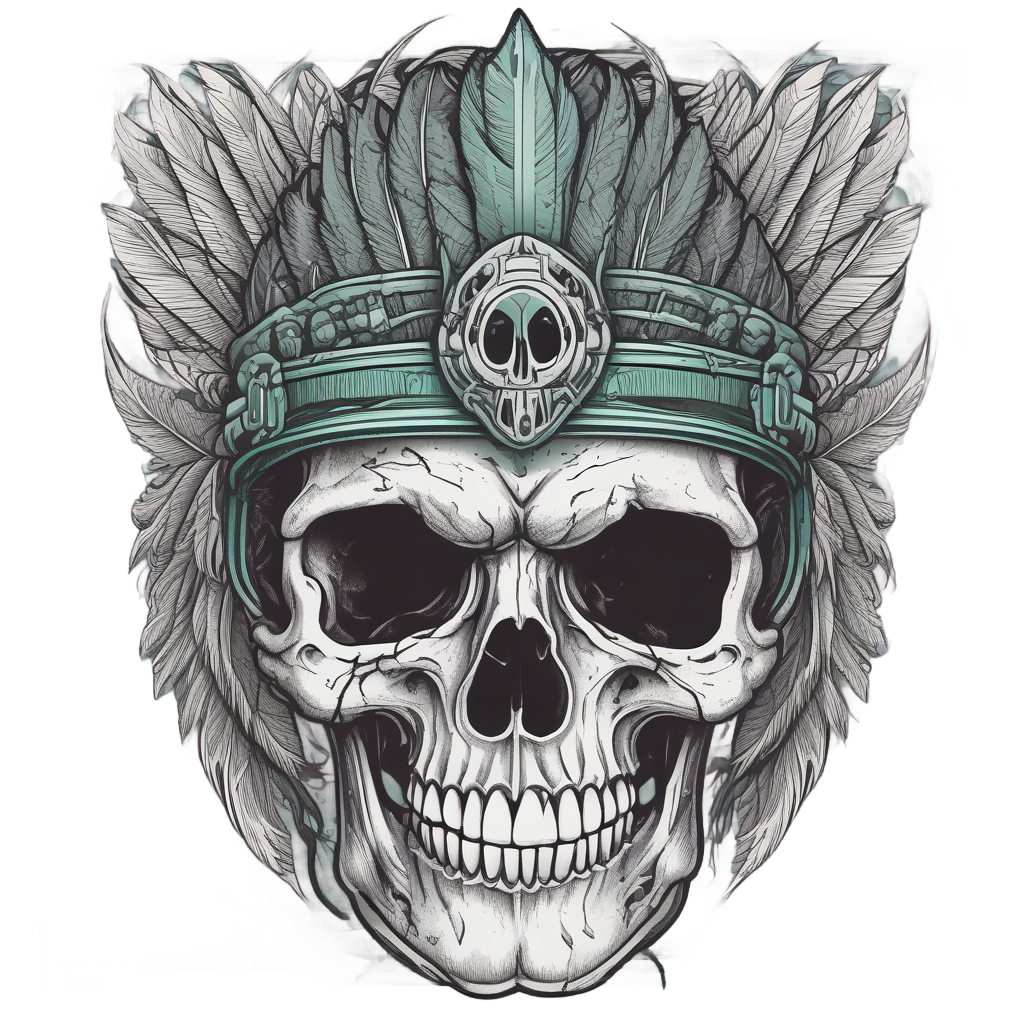 Feather Skull Viking — boho skull stickers