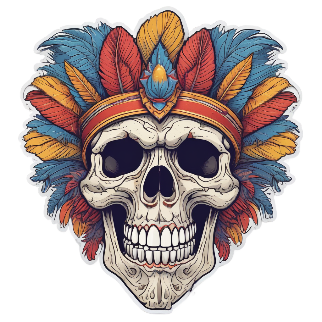 Feathered Jester's Grin — boho skull stickers